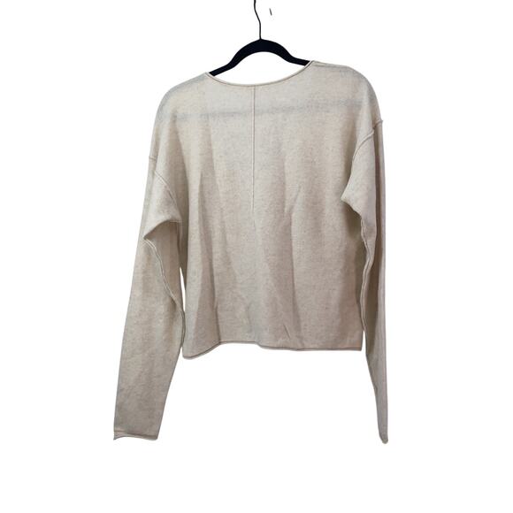 Free People Cream Stellar Cashmere Silk Blend V Neck Pullover Small - Picture 3 of 5